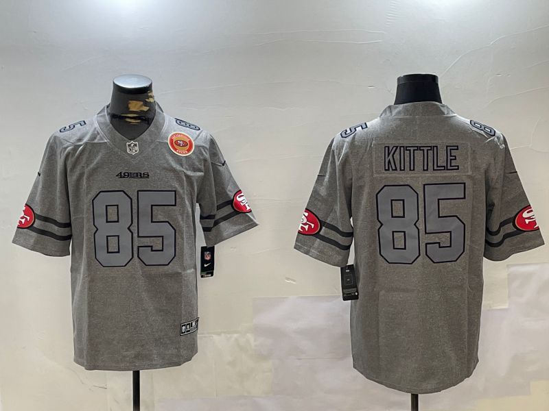 Men San Francisco 49ers #85 Kittle Grey Throwback 2024 Nike Limited NFL Jersey style 2->san francisco 49ers->NFL Jersey